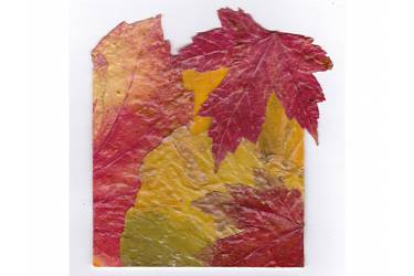 Autumn Leaves card crafted with real leaves, Sold