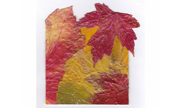 Autumn Leaves card crafted with real leaves, Sold