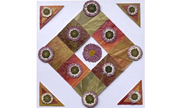 Autumn Leaves with Bellis Flowers